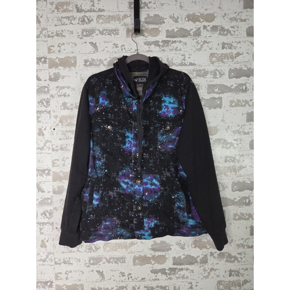 XXX RUDE Jacket Size XL Galaxy Themed Button Up Hot Topic Streetwear Urban